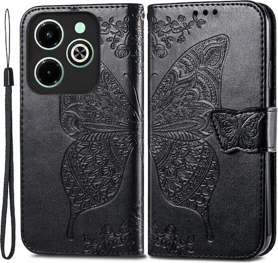 Butterfly Book Δερματίνης / Πλαστικό / Σιλικόνης Μαύρο (Realme Note 50)