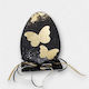 Artifact Wooden Decorative Egg Black "black Butterflies" 10cm X 13cm