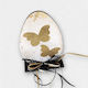 Artifact Ξύλινο Διακοσμητικό Αυγό Λευκό “white Butterflies” 10cm X 13cm