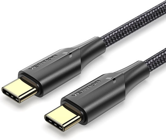 Vention Braided LED USB 2.0 Cable USB-C Male USB-C PD Black 1.5m TAUBG
