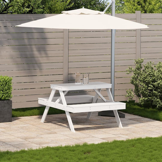 Outdoor Dinner Free Standing Wood Table White 105x134x75cm