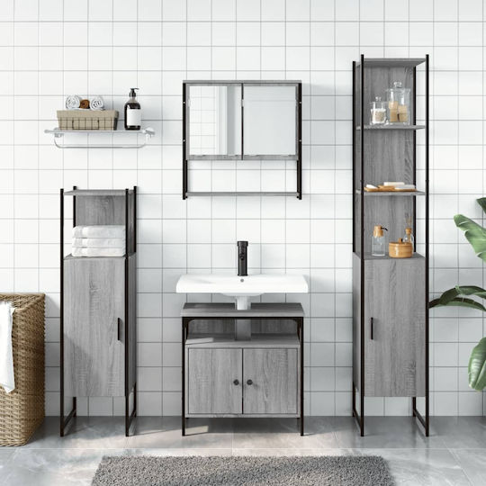 vidaXL Πάγκος με Νιπτήρα & Καθρέπτη Μ60xΒ16xΥ60cm Γκρι