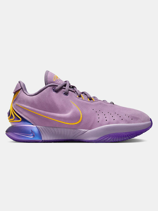 Nike LeBron XXI Low Basketball Shoes Violet Dust / University Gold