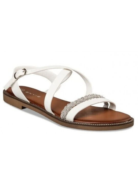 Envie Shoes Women's Flat Sandals in White Color