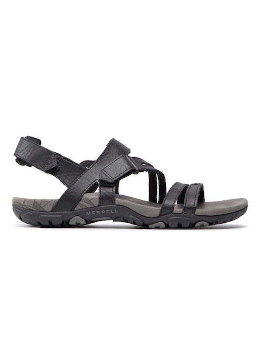 Merrell Leather Women's Flat Sandals Anatomic in Black Color