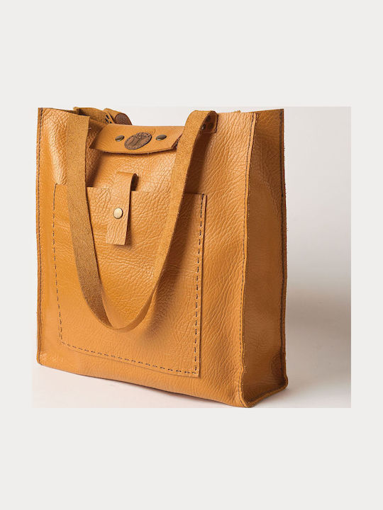 Leder Damentasche Schultertasche Gelb