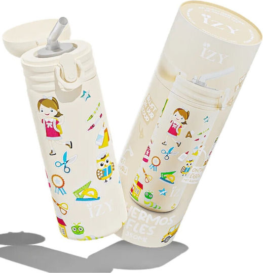 Izy Bottles Kids Water Bottle Stainless Steel with Straw Non Spill Yellow 350ml