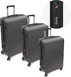 Travel Suitcases Hard Grey with 4 Wheels Set 3pcs