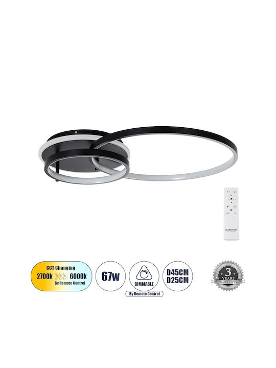 GloboStar Nemesis Πλαφονιέρα Οροφής Μαύρη με Ενσωματωμένο LED