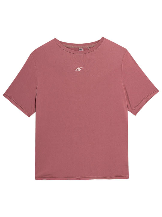4F Γυναικεία Αθλητική Μπλούζα Κοντομάνικη Fast Drying Ροζ
