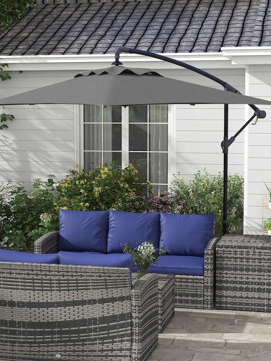 Hanging Squared Aluminum Grey Parasol 2.94x1.93m