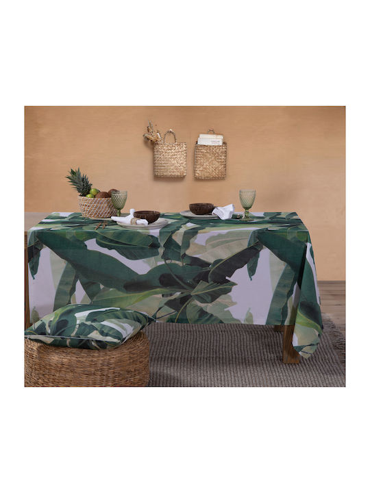 Nef-Nef Homeware Tablecloth Cotton Tropicana Green 140x240cm