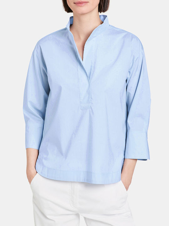 Gerry Weber Women's Blouse Cotton with 3/4 Sleeve Blue