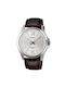 Casio Колекция Мъжки Часовник На Батерия С Бордо Кожена Каишка