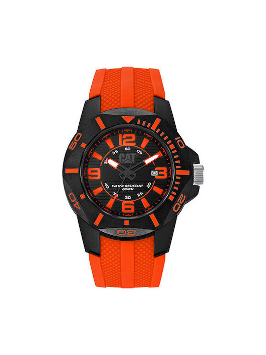 CAT Diver Watch Battery with Orange Rubber Strap