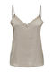 Only Women's Blouse Sleeveless with V Neck Beige