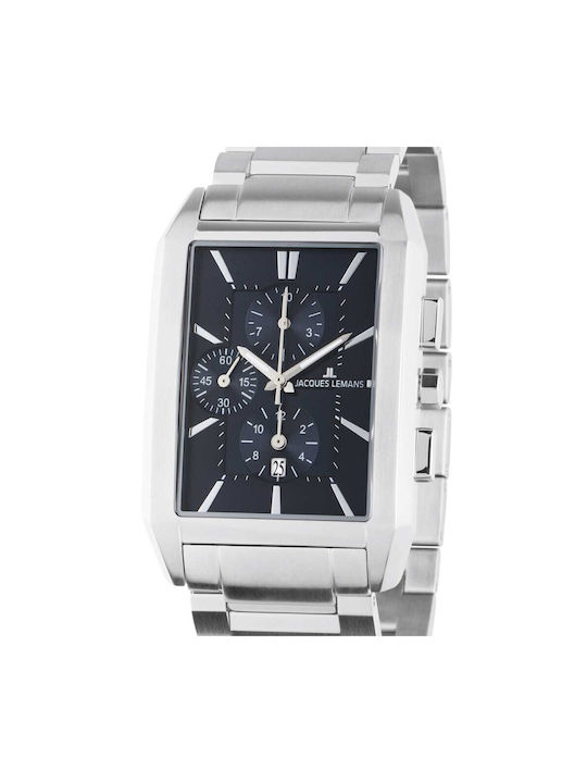 Jacques Lemans Uhr Chronograph Batterie in Silber Farbe