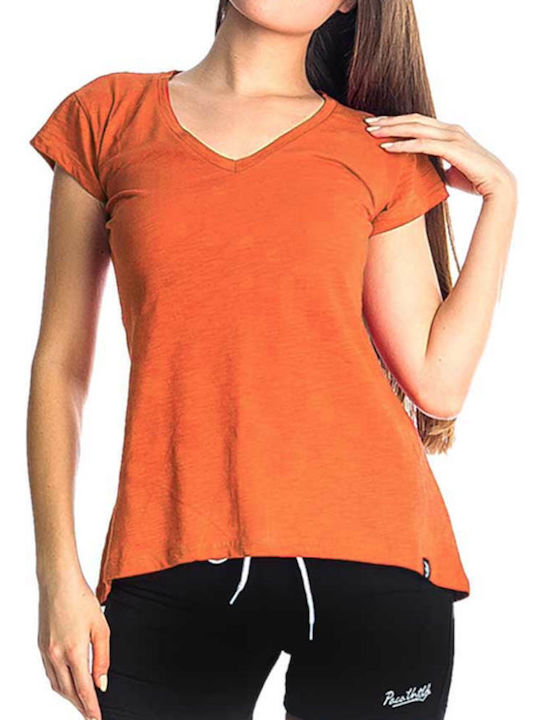 Paco & Co Damen T-shirt mit V-Ausschnitt Orange