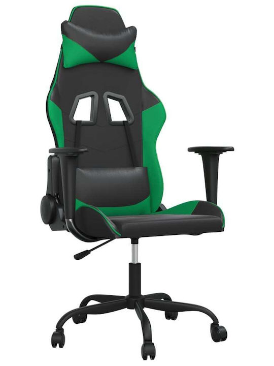 vidaXL 3143644 Καρέκλα Gaming Δερματίνης με Ρυθμιζόμενα Μπράτσα Μαύρο / Πράσινο
