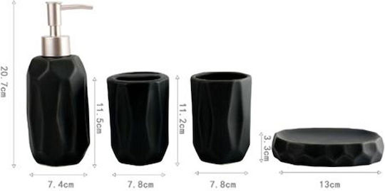 ForHome Porcelain Black Bathroom Accessory Set 4 Pieces