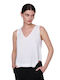 Ale - The Non Usual Casual Damen Sportliche Bluse Ärmellos mit V-Ausschnitt Weiß