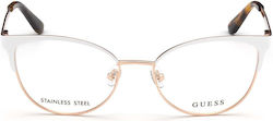 Guess Women's Metal Prescription Eyeglass Frame White