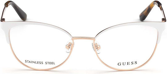 Guess Weiblich Metallisch Brillenrahmen Weiß GU2736 021