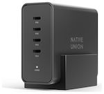 Native Union Charging Stand with 4 USB-C Ports and Cable USB-C 140W Power Delivery / SuperCharge in Black color