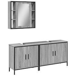 vidaXL Bench without sink with mirror Grey