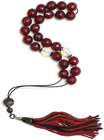 Roloi Komboloi Agate Worry Beads Burgundy 31cm