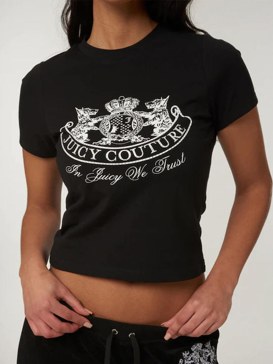 Juicy Couture Damen Bluse Baumwoll Kurzärmelig Schwarz