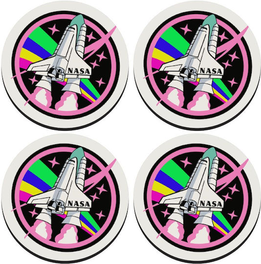Koupakoupa Nasa Pink Rotund Suporturi pentru pahare Lemn Roz 4buc