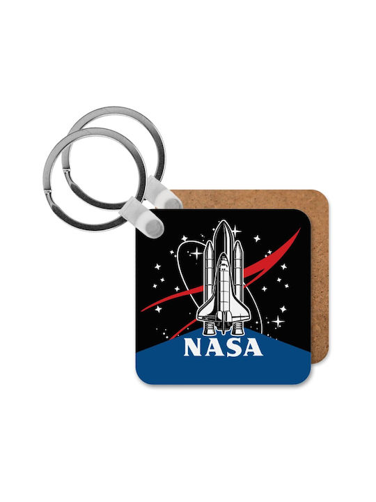 Nasa Badge Keychain din lemn pătrat Mdf