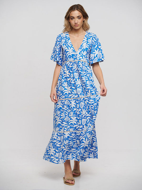 Ble Resort Collection Maxi Σεμιζιέ Φόρεμα Μπλε
