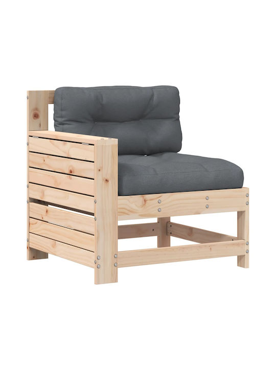 Wooden Outdoor Armchair with Cushion Coffee 69x62x70.5cm