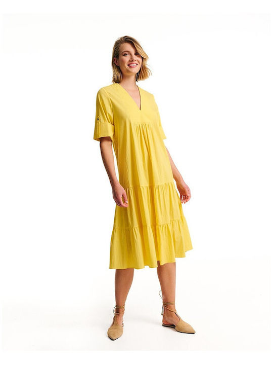 Forel Midi Dress with Ruffle Yellow