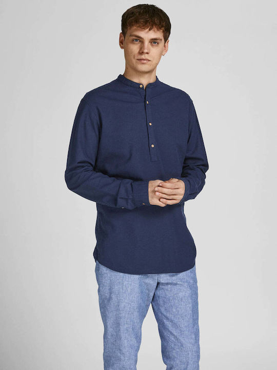 Jack & Jones Cămașă Bărbătească Cu mânecă lungă Bumbac sacou bleumarin 12196822