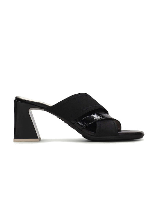 Hispanitas Leder Mules mit Absatz in Schwarz Farbe