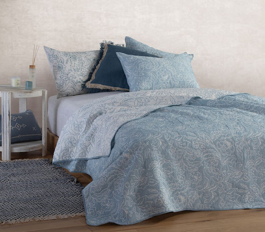 Nef-Nef Homeware Moanna Coverlet Queen Size from Cotton & Polyester Blue 230x240cm