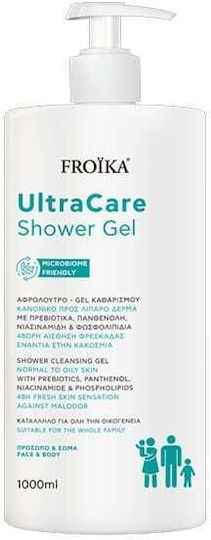 Froika Ultra Care Shower Gel 1000ml Face & Body Cleansing Gel 48h Freshness Sensation