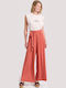 Women's Fabric Trousers with Elastic in Loose Fit Orange