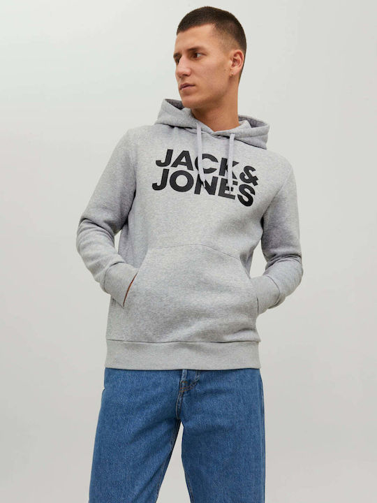 Jack & Jones Φούτερ με Κουκούλα Light Grey Melange