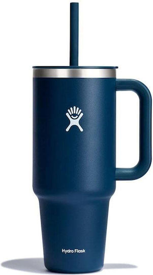 Hydro Flask Travel Tumbler Handled Tumbler Θερμός Ανοξείδωτο 1.18lt INDIGO με Λαβή και Καλαμάκι