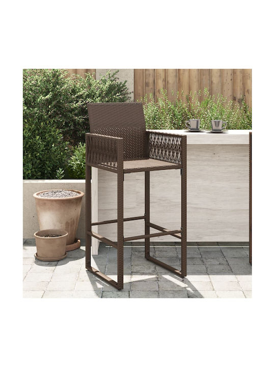 Gartenhocker Bar Außenbereich Rattan Braun 2 Stück 45,5x49x118cm