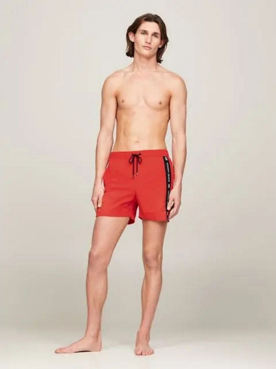 Tommy Hilfiger Men's Swimwear Shorts RED Striped UM0UM03142-XM9