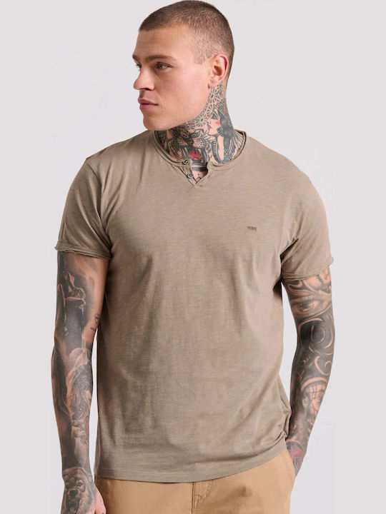 Funky Buddha Short Sleeve Blouse Tobacco
