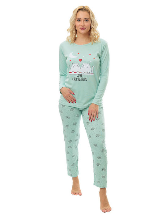 Winter Damen Pyjama-Set Grün