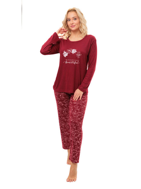 Winter Damen Pyjama-Set Burgundisch