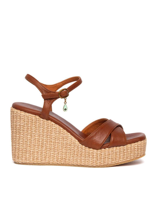 Damenplattformen Tabac Braun