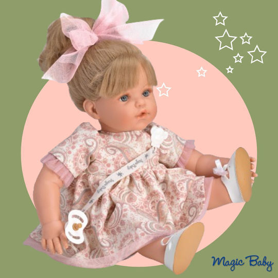 Magic Baby Κούκλα Κλαίει Susy Pink Dress Κοντό Μανίκι